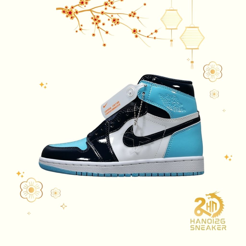 Nike Air Jordan I Retro High OG UNC Patent Trắng Xanh