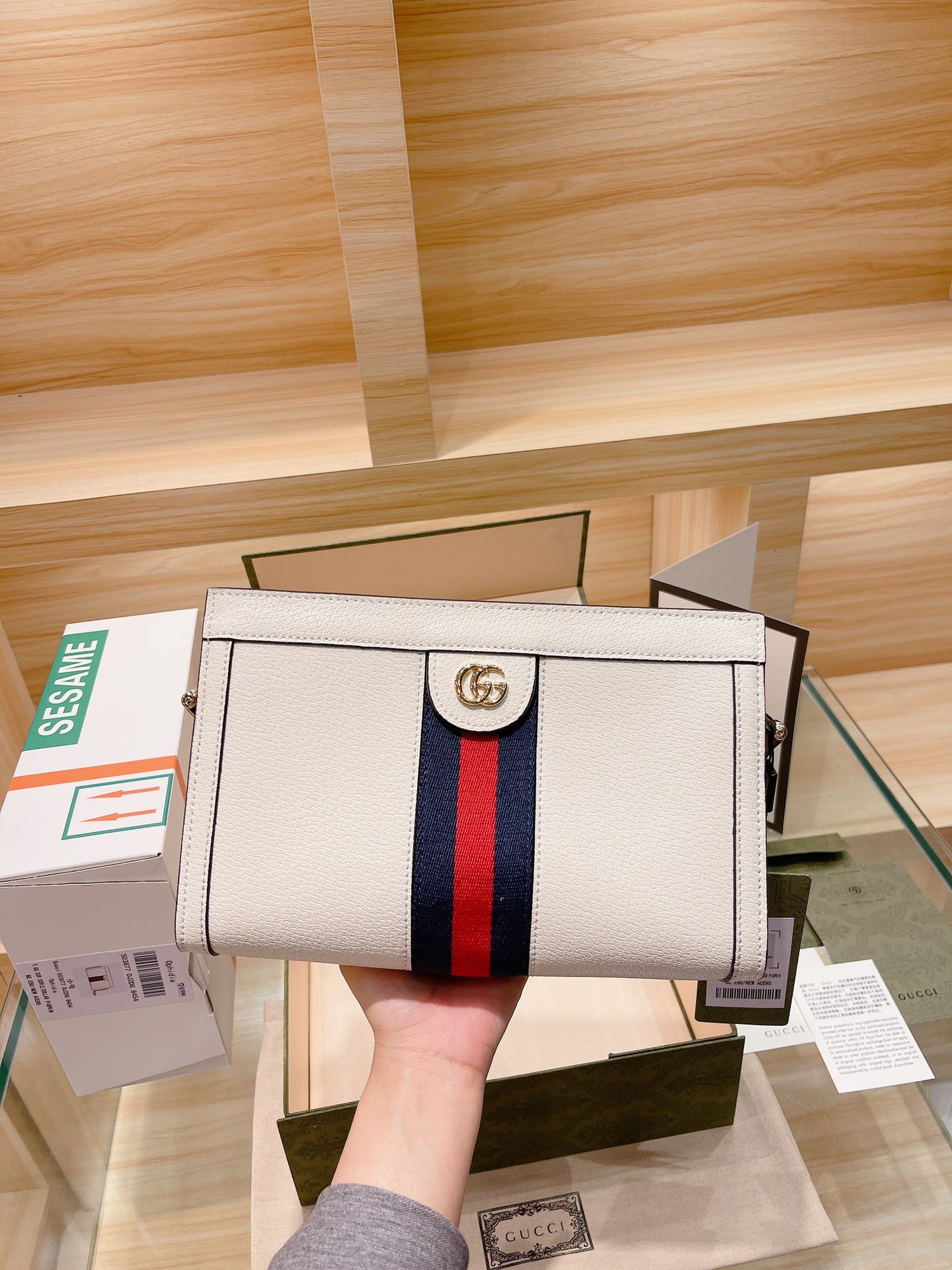 Gucci White small Ophidia shoulder bag 