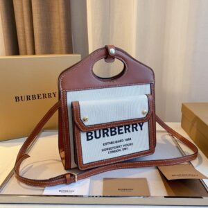 Burberry mini Two-tone Canvas and Leather Pocket Bag