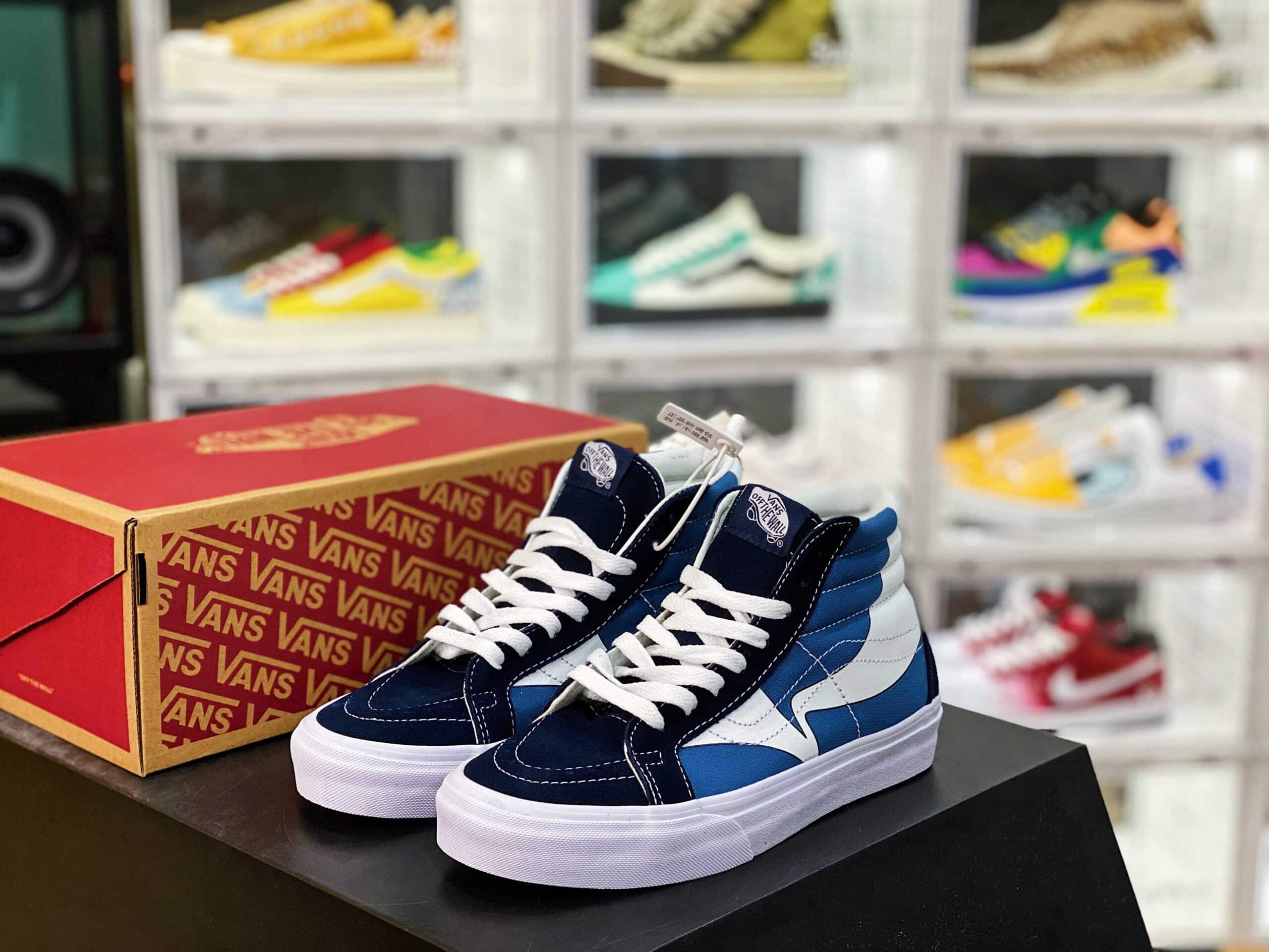 Giày Sneaker Vans SK8 Hi New Oblique Hook High Top Blue White