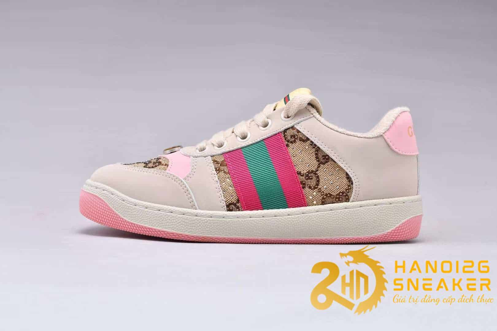 Giày Sneaker Gucci Screener Distressed Pink