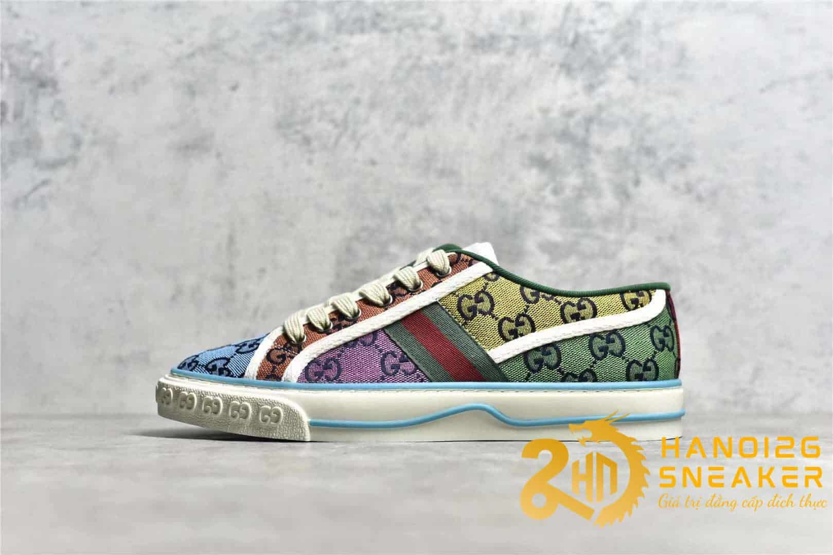 Giày Sneaker Gucci Screener Tennis 1977 Print Rainbow