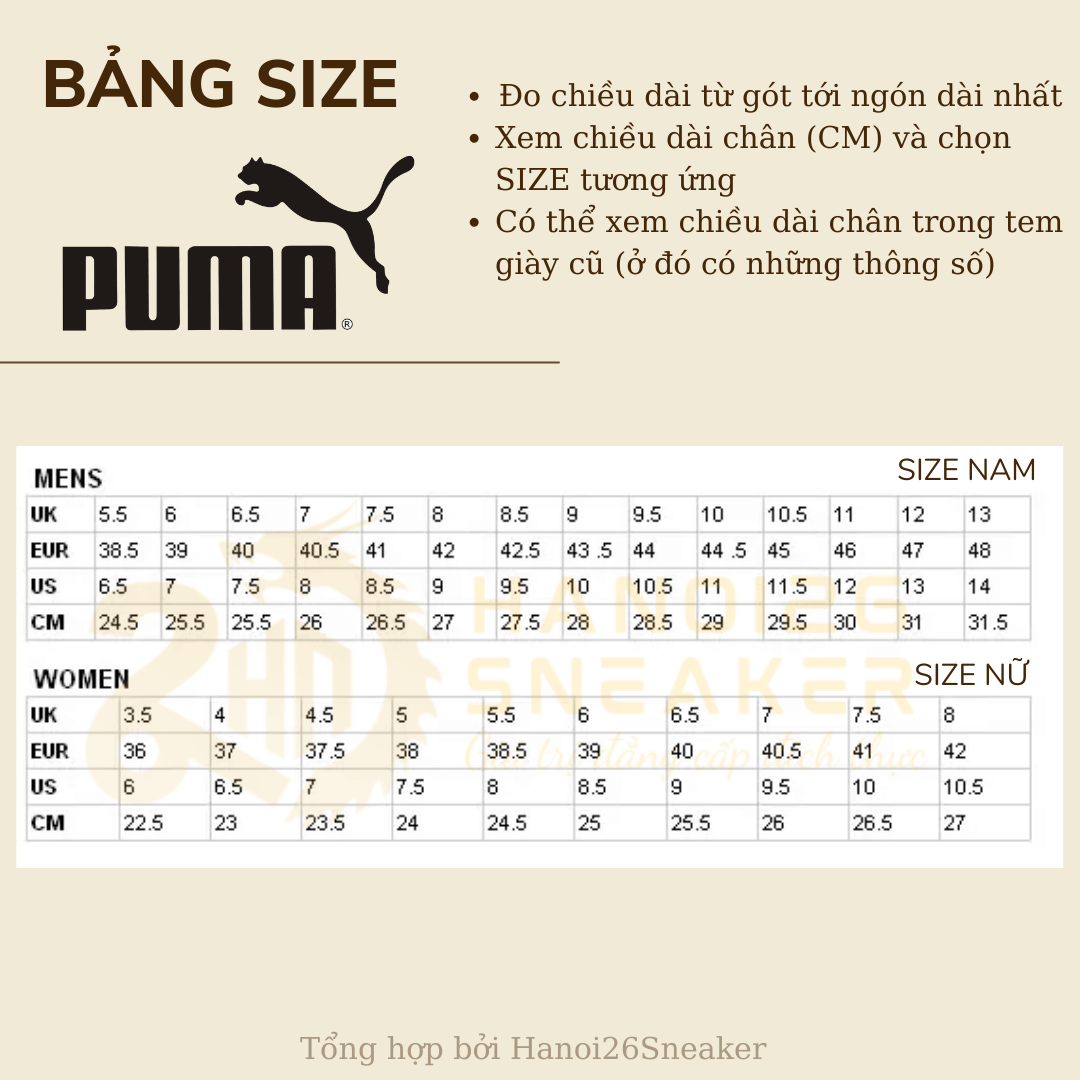 Bảng Size Giày PUMA