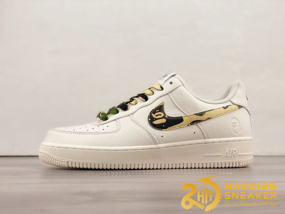Giày Bape x Nike Air Force 1 07 Low White Black Camo