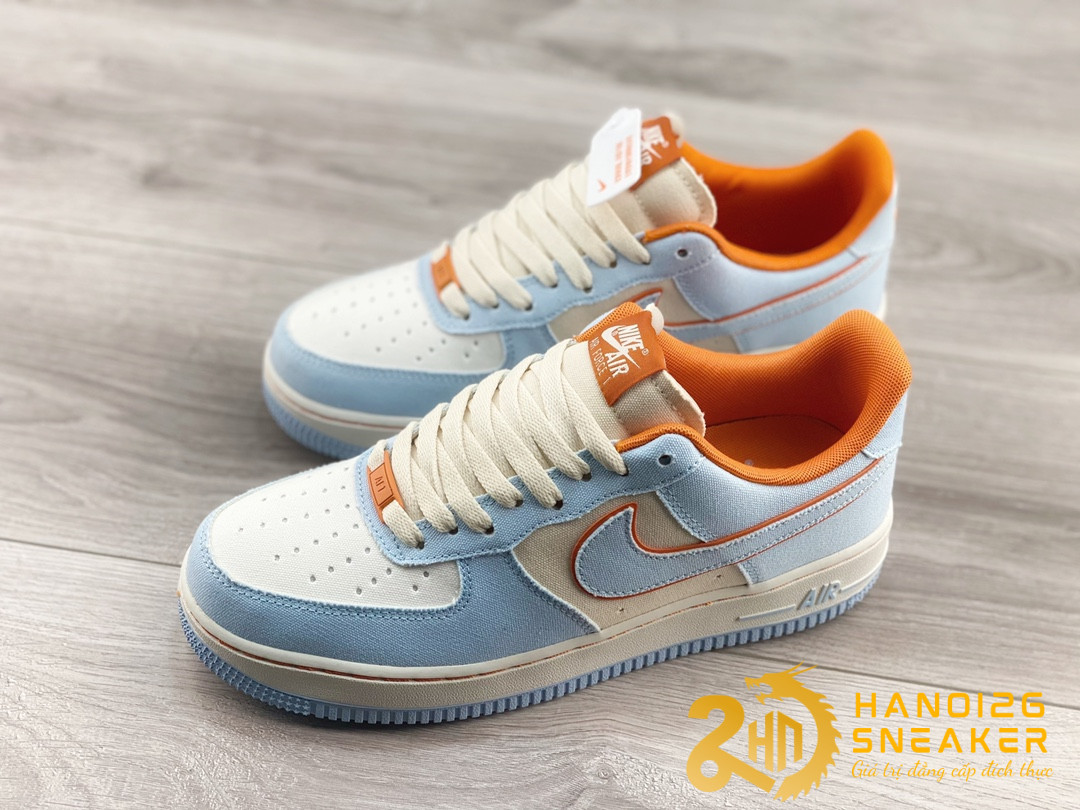 Giày Nike Air Force 1 07 Low Orange Light Blue White (1)