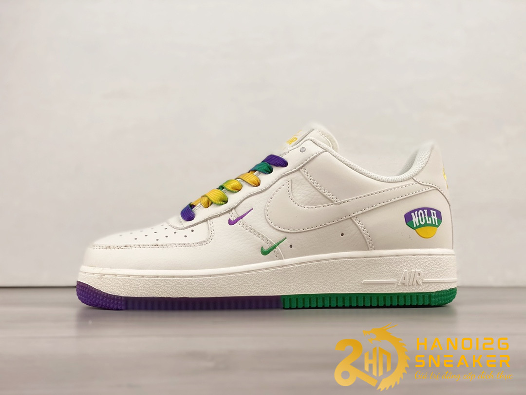 Giày Nike Air Force 1 07 Low Rice White Dark Purple Green