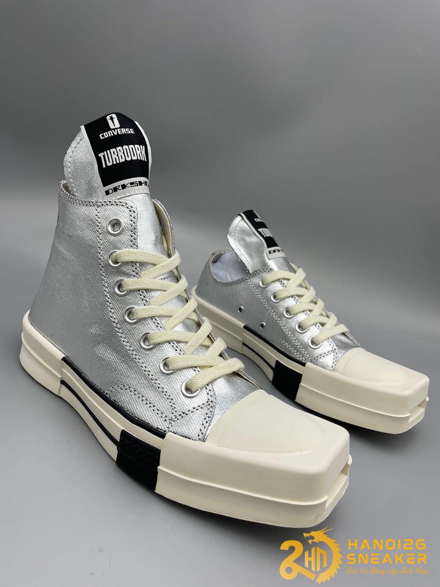 Giày Rick Owens DRKSHDW X Converse Silver Cực Đẹp (1)