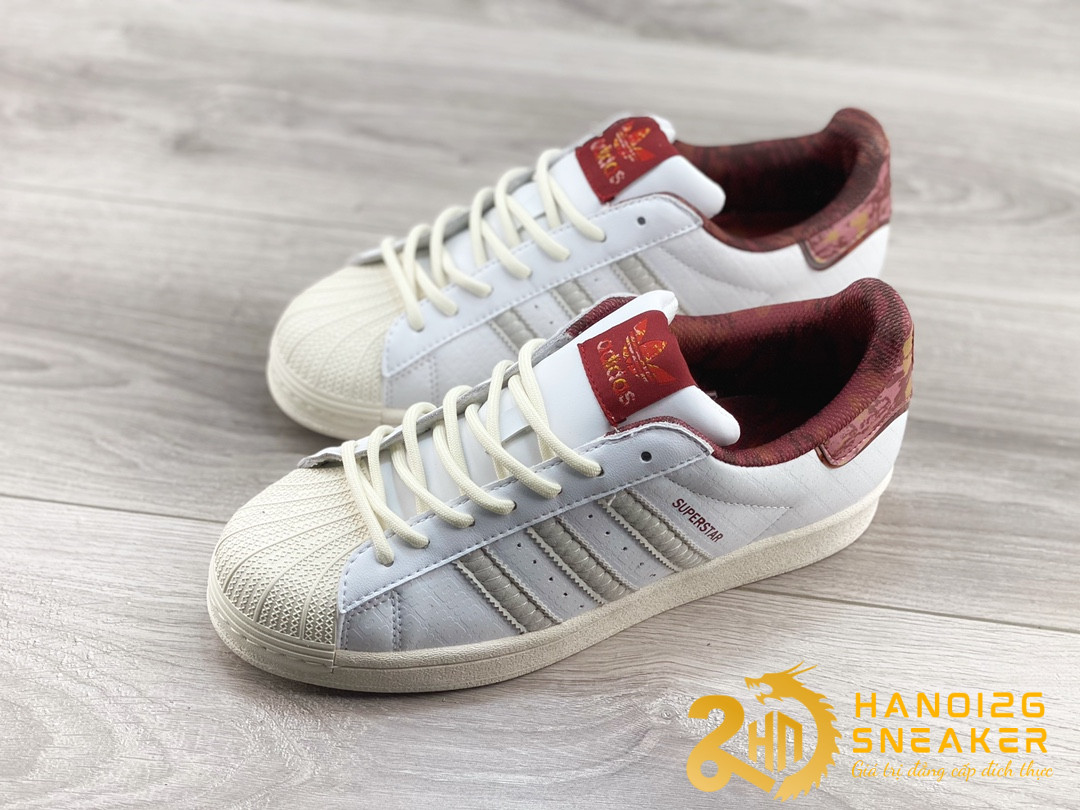 Giày Adidas Originals Superstar CNY White Grey Burgundy IF2577 (1)