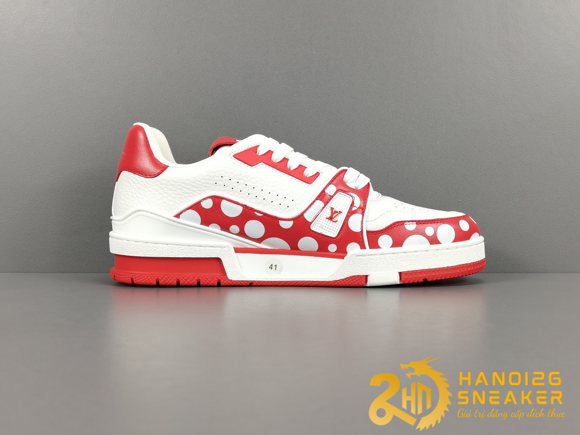 Giày LV Louis Vuitton Trainer Đỏ Chấm Bi Like Auth (3)