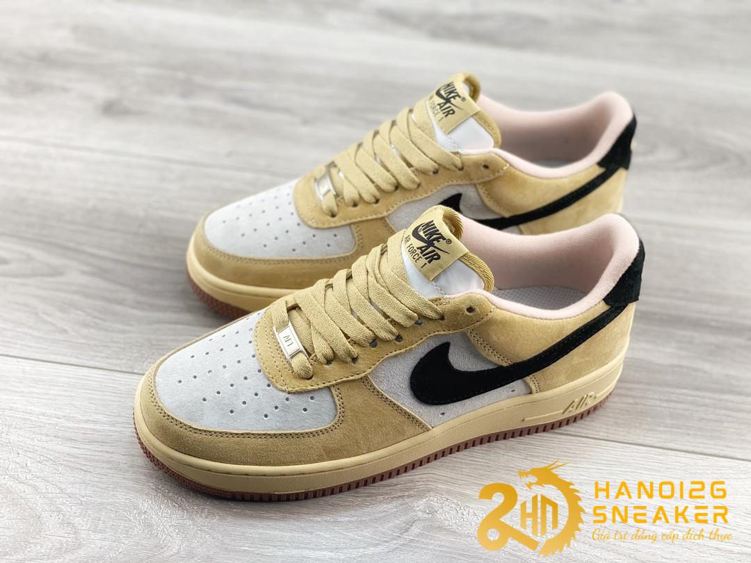 Giày Nike Air Force 1 07 Low Light Gold White Black (1)