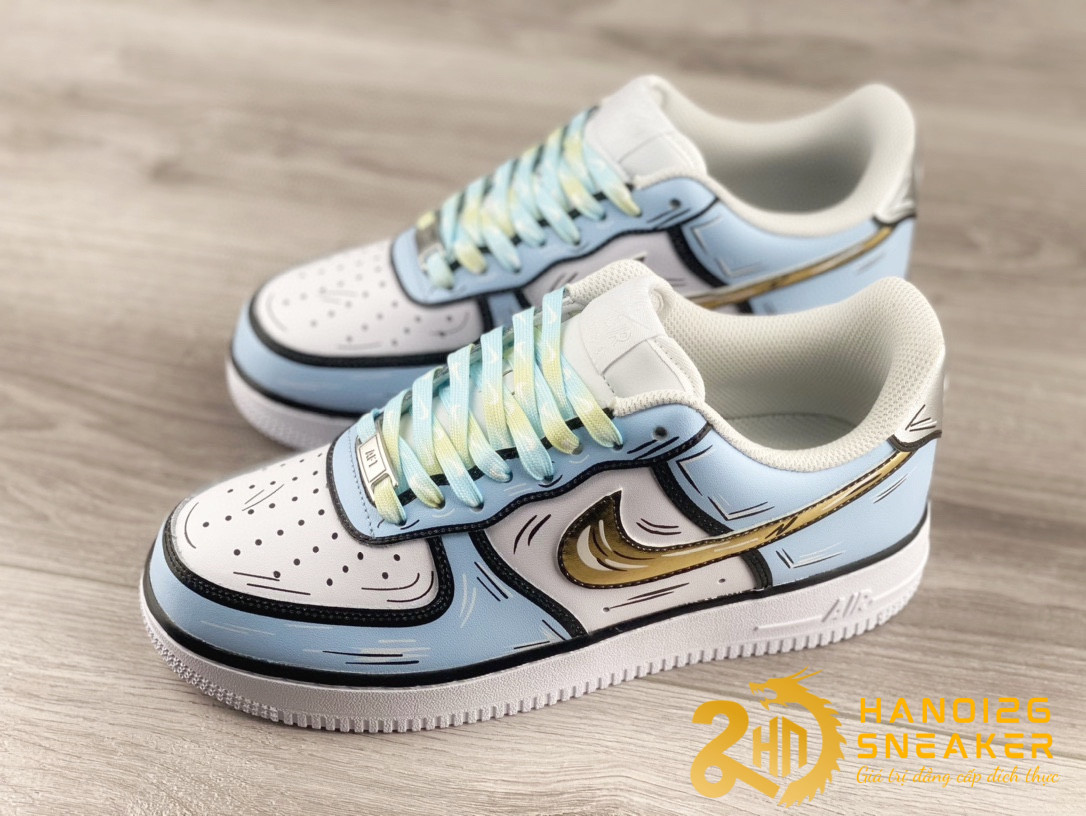 Giày Nike Air Force 1 07 Low White Blue Metallic Gold (1)