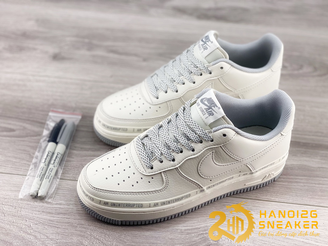 Giày Uninterrupted X Nike Air Forece 1 MORE THAN Rice White Grey (1)