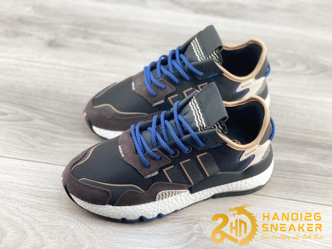 Giày Adidas Nite Jogger Boost Brown Dark Blue (1)