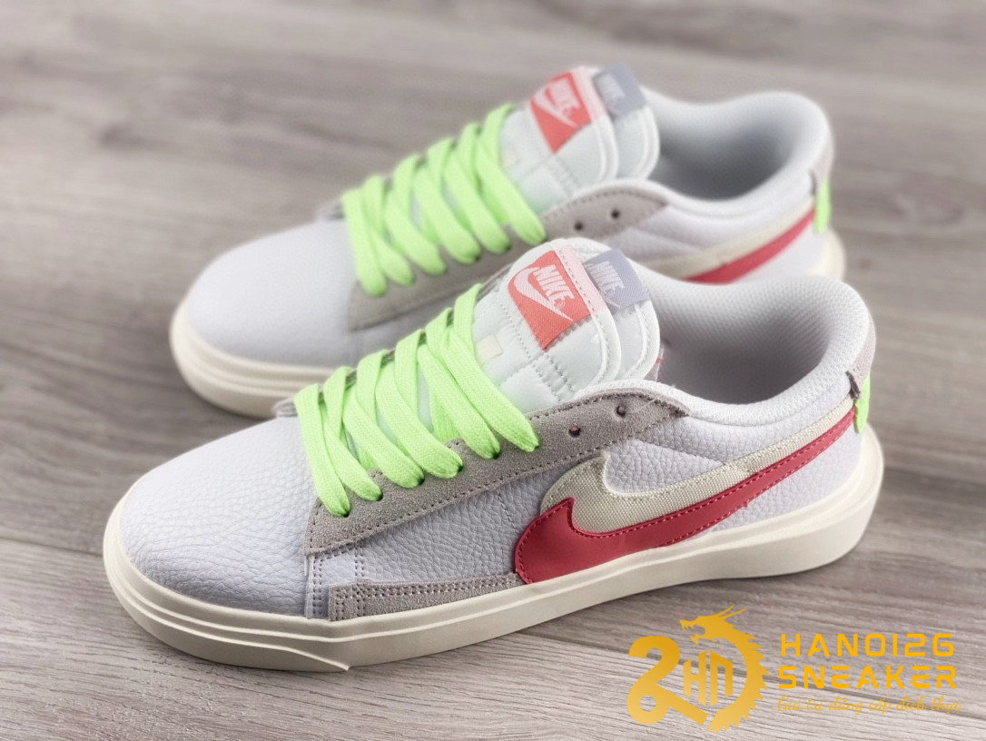 Giày Nike Blazer Low Sacai White Pink Green Varisity (1)
