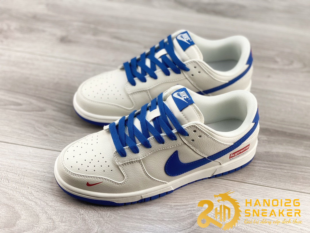 Giày Supreme X Nike SB Dunk Low White Blue (1)