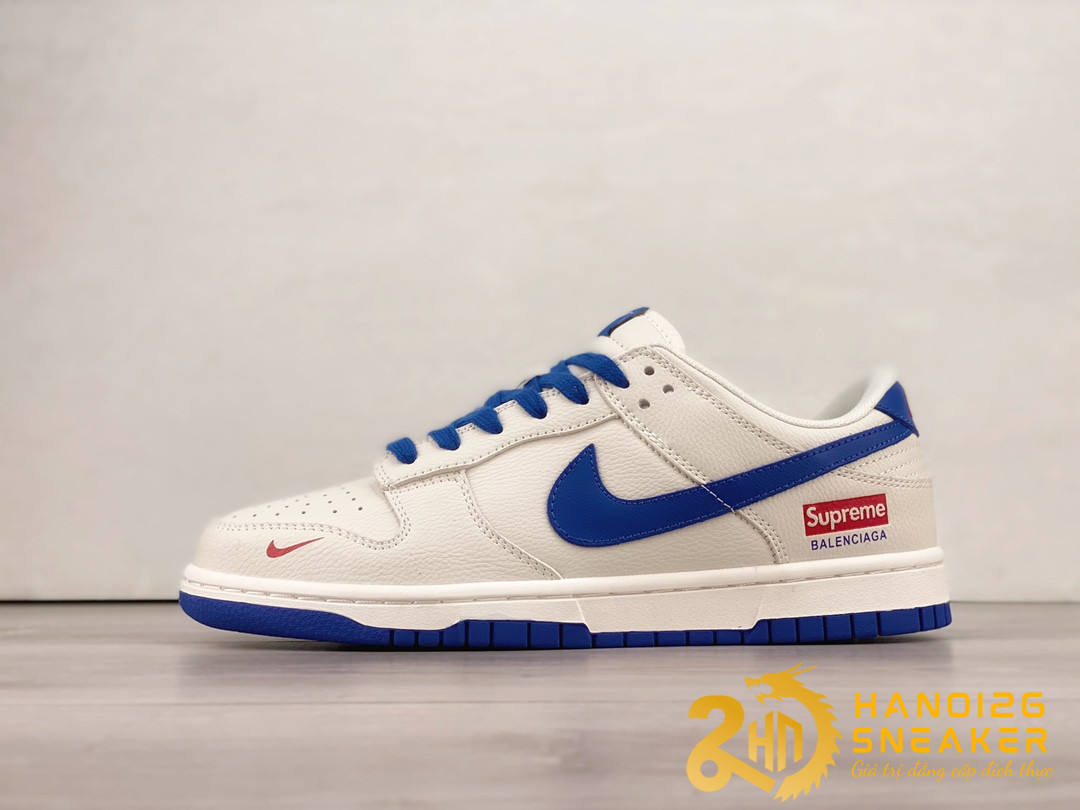 Giày Supreme x Nike SB Dunk Low White Blue