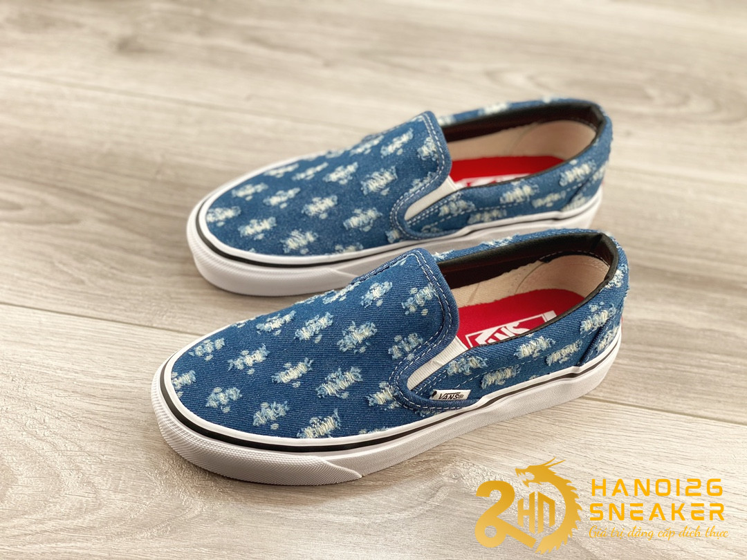 Giày VANS SLIP ON SUPREME HOLE PUNCH DENIM BLUE (1)