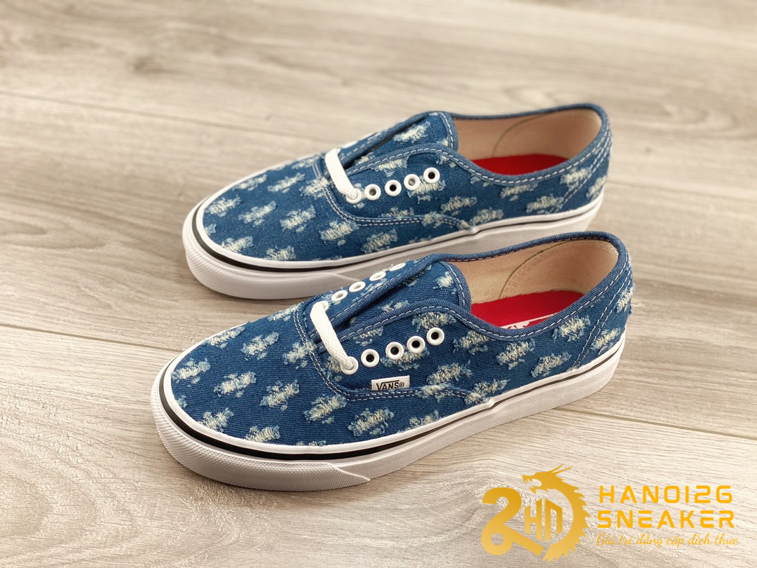 Giày Vans Authentic SUPREME Blue Hole Punch Denim (1)