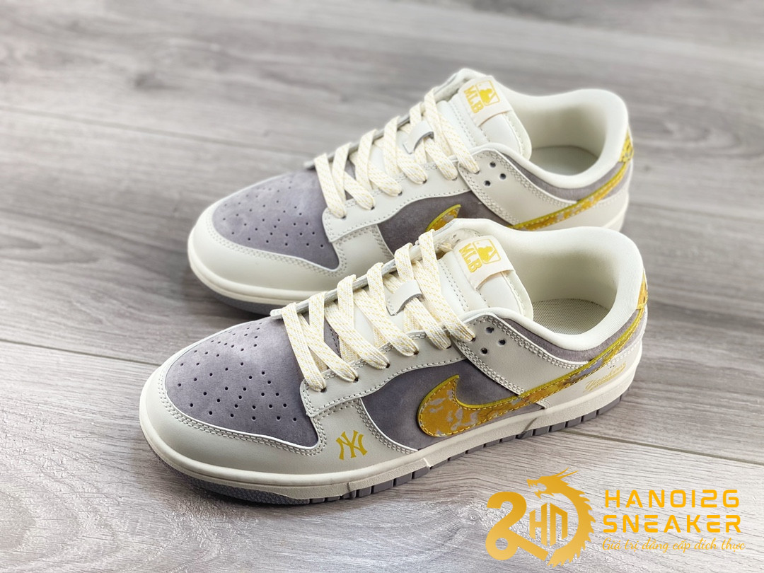 Giày Dunk Low MLB Off White Yellow Dark Grey (1)