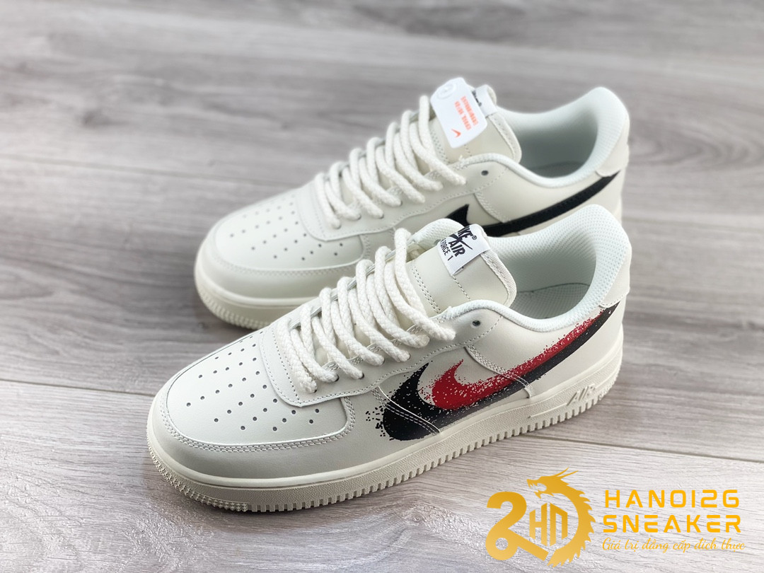 Giày Air Force 1 Low 07 Black Red Graffiti Double Swoosh (1)