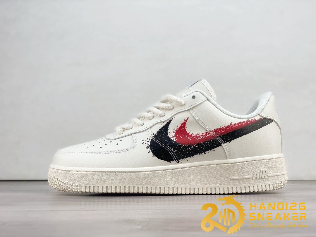 Giày Air Force 1 Low 07 Black Red Graffiti Double Swoosh