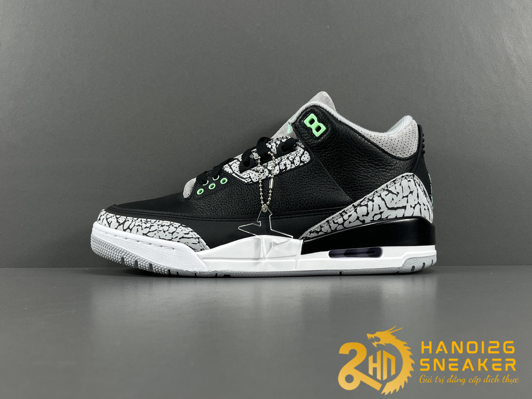 Giày Nike Air Jordan 3 Black Green Glow Cao Cấp