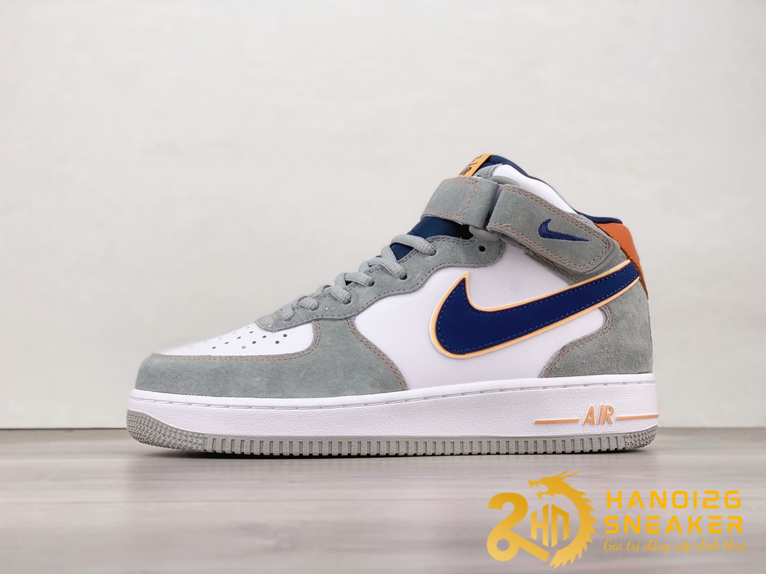 Giày Nike Air Force 1 07 Mid Grey White Navy
