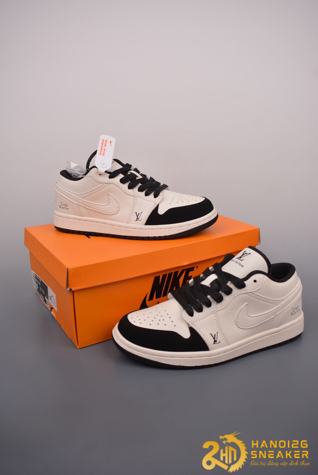 Giày Air jordan Packaging 1 Low LV Off White Black