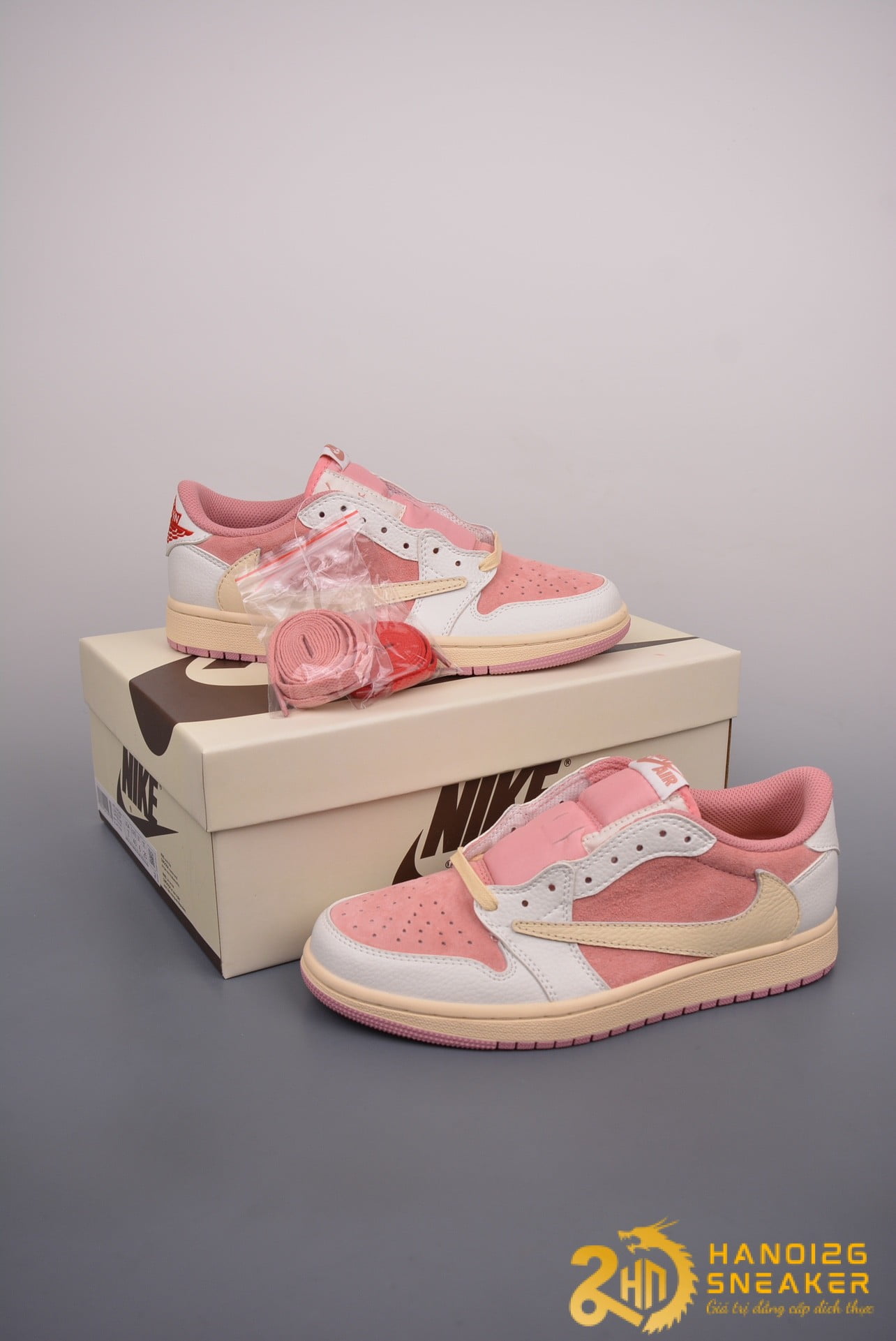 Giày Travis Scott x Air Jordan 1 Low OG Pink Beige Red