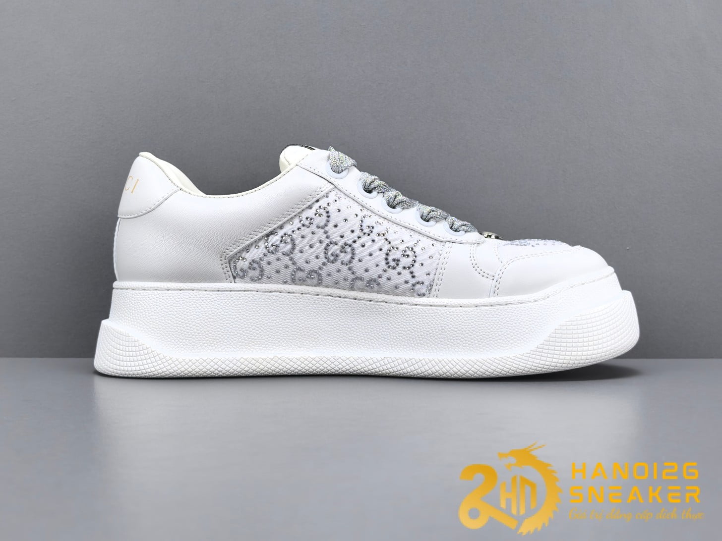 Giày Gucci White Screener Trainer Like Auth (1)