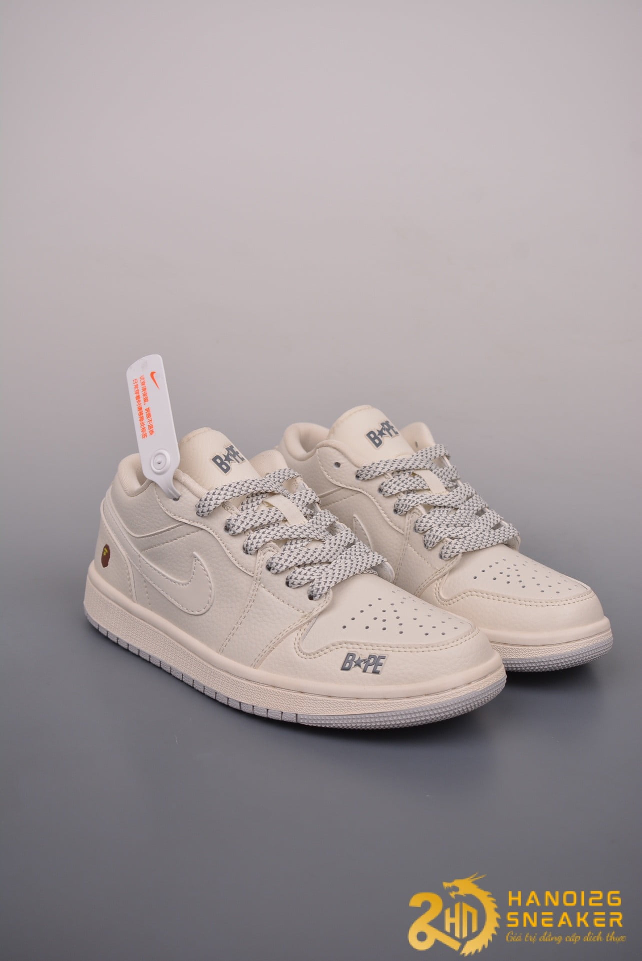 Giày Nike Air Jordan 1 Low BAPE Off White Grey (1)