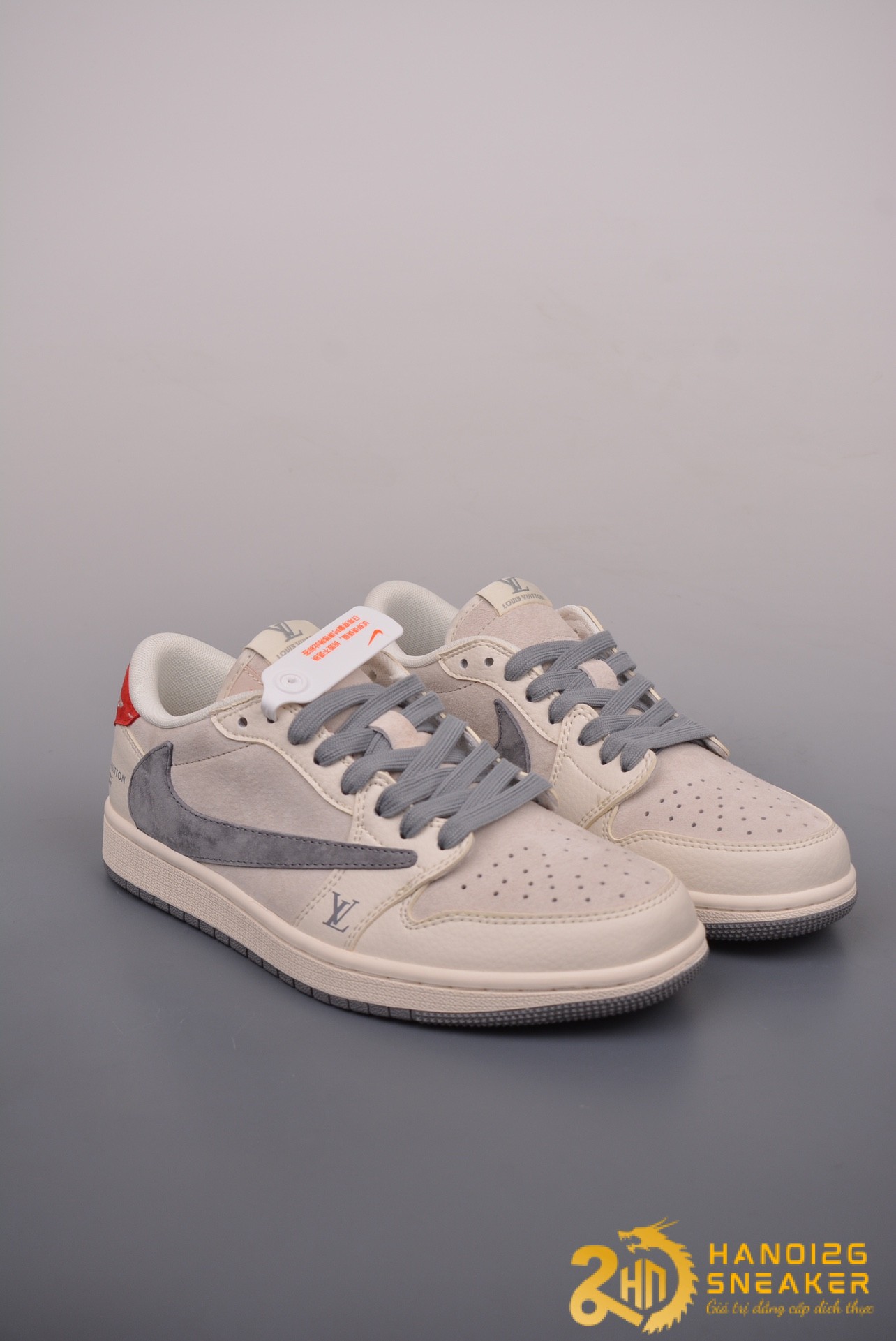 Giày Nike Air Jordan 1 Low X Fragment Grey Red (1)