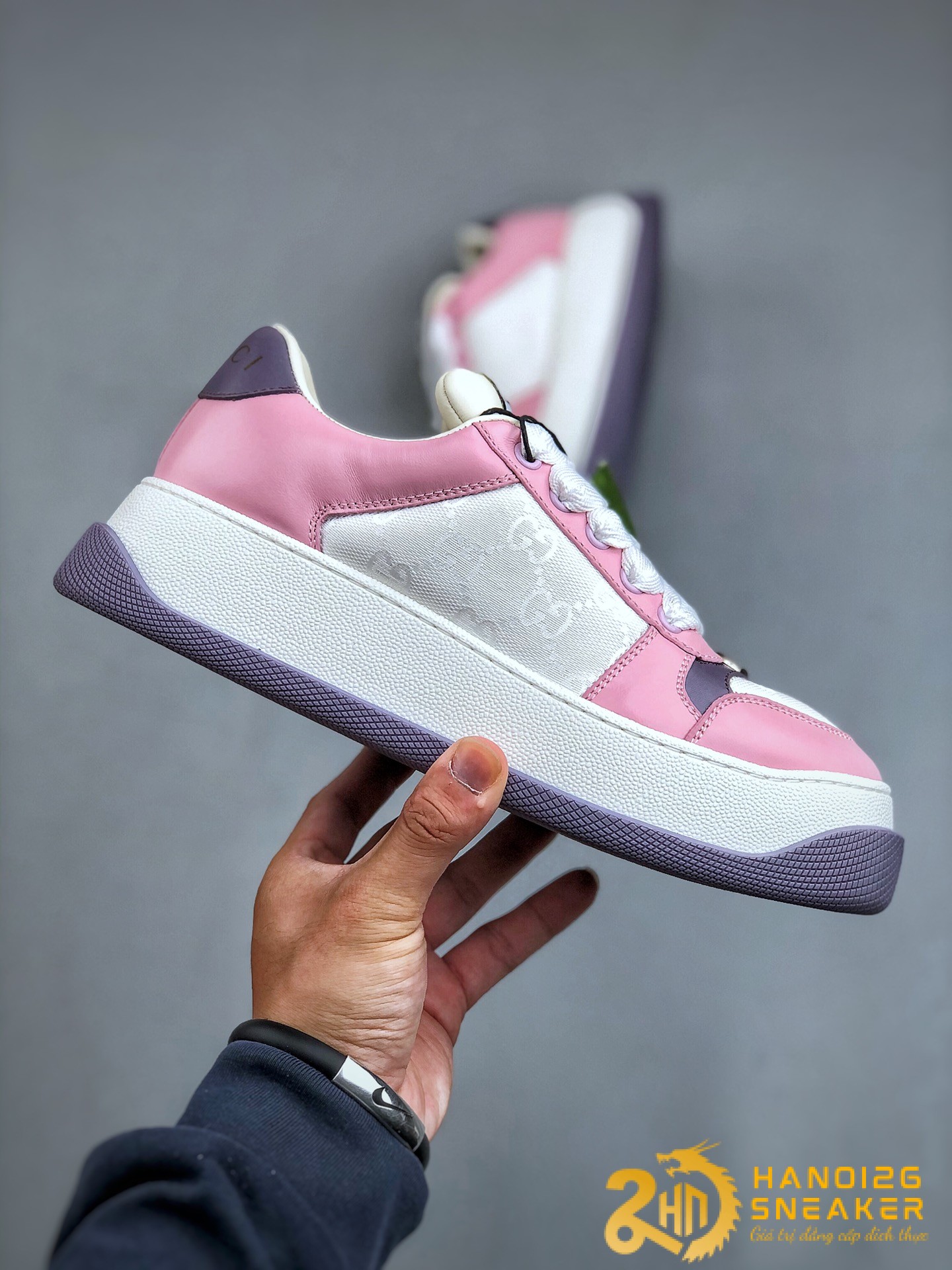 Giày Gucci GG Screener Pink And Lilac Leather (1)