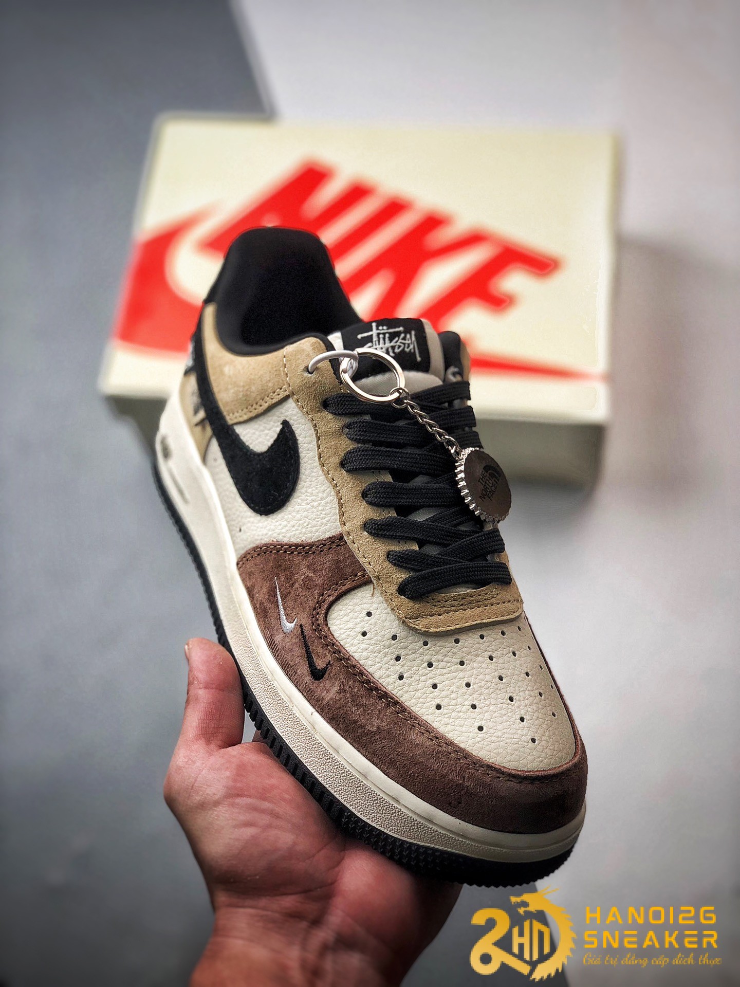 Giày Nike Air Force 1 Low 07 X The North Face X Stussy Brown White Be (1)