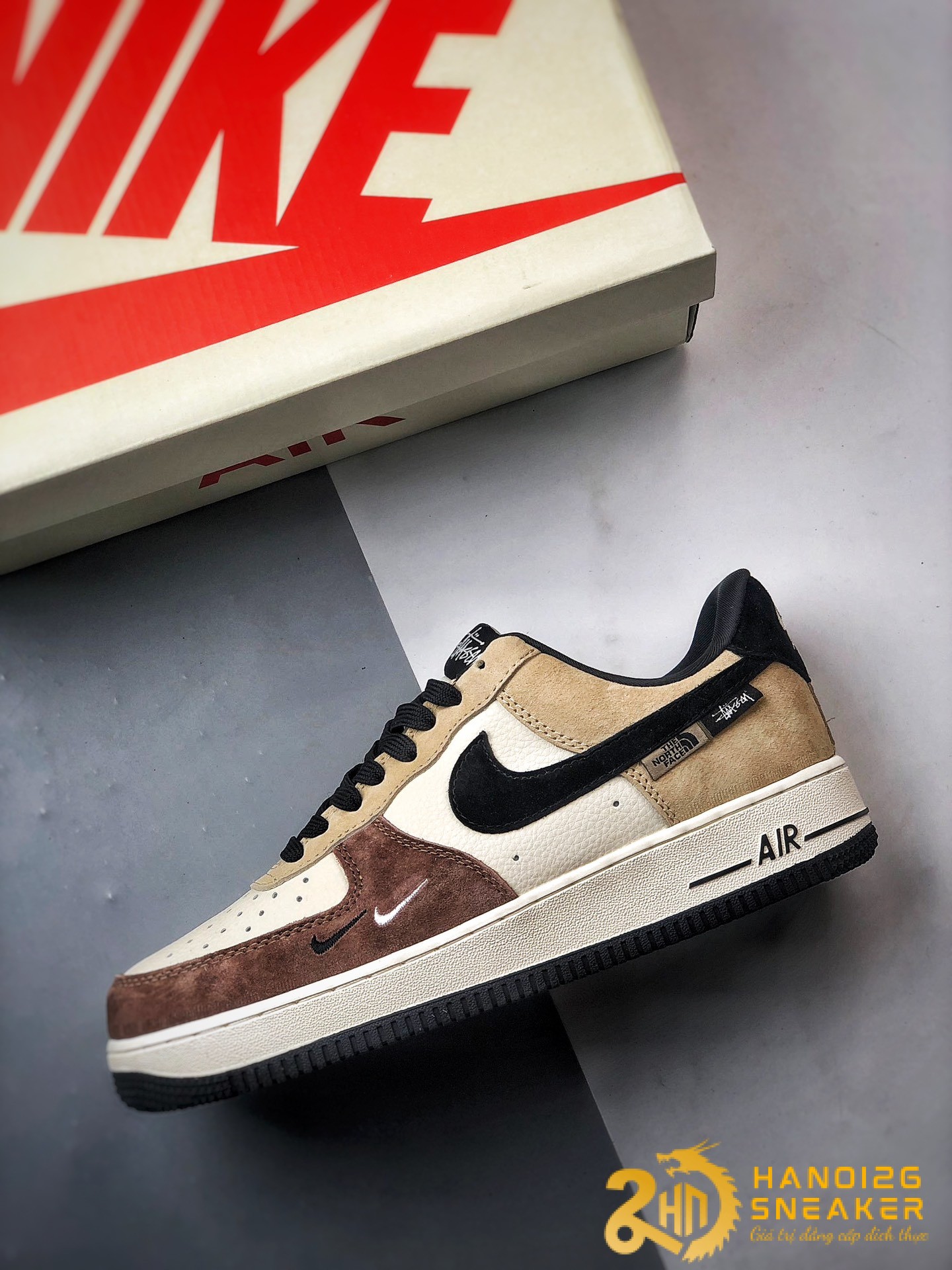 Giày Nike Air Force 1 Low 07 x The North Face x Stussy Brown White Be